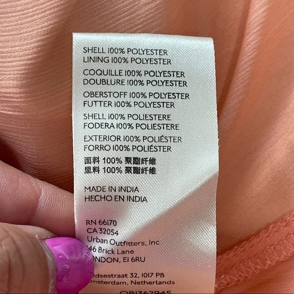 FREE PEOPLE - Gum Drop Mini Dress Velvet Pink Peach Babydoll open back Sz M - Picture 15 of 15